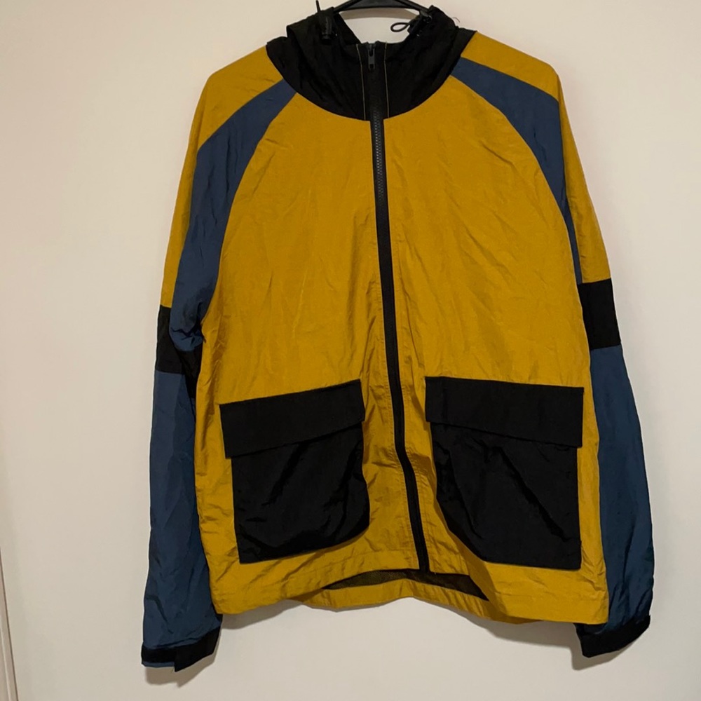 ASOS DESIGN trek jacket in yellow w contrast panel